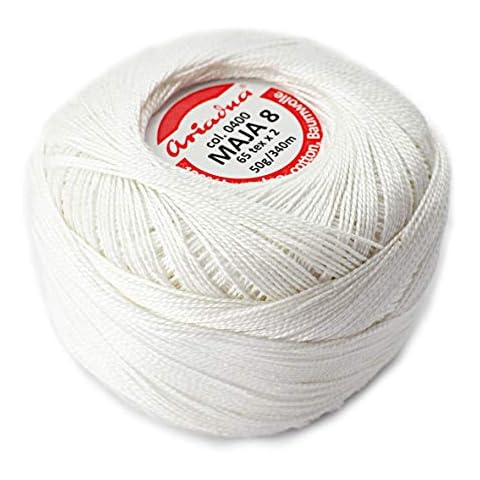 Pearl Crochet Cotton Embroidery Ball Yarn 229yd/210m Quality Thread 50g Size 8 White (0400) Cover