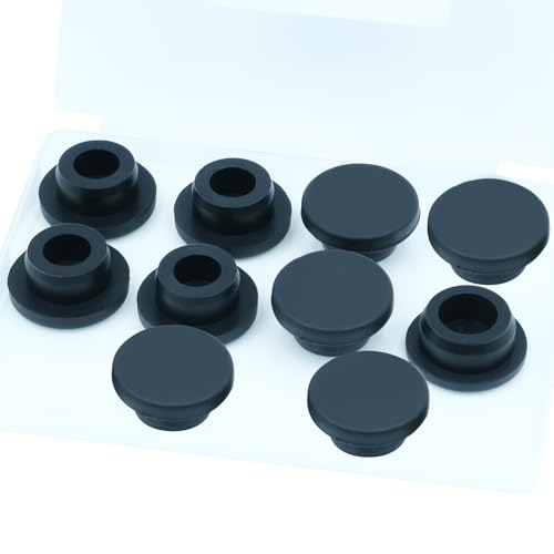 10PCS 7/8 inch / 23mm Black Hole Plugs Silicone Rubber Plugs for Round Holes, Rubber Stoppers Waterproof Tube Plugs Flexible T-Type, Used for Sealing Plugs Bathtub Jet Covers, Fit for 22~23mm Hole