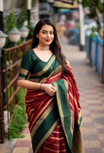Image of Yashika Women's Woven Printed Kanjivaram Banarasi Art Silk Saree Saree with Unstitched Blouse Material - Suitable for All Indian Weddings and Festivals
