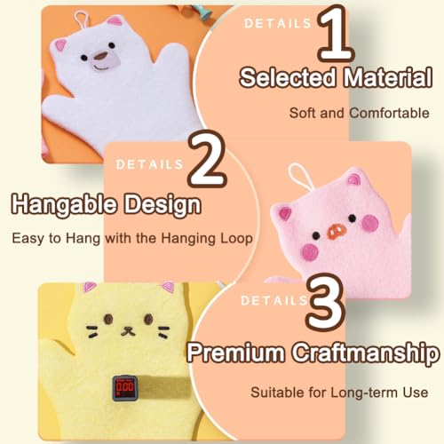 Image of 3pcs Cute Polar Bear, Pig & Cat Bath Sponge /Mitt /Loofahs /Gloves - Baby Toddler Children Soft Bath Scrub & Wash Bubble Gloves