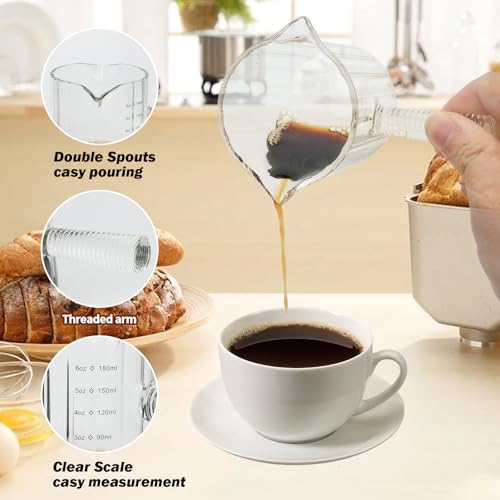 Vaso medidor de vidrio para espresso 6 oz con asa miniatura 4