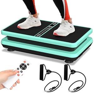Vibration Plate Exercise Machine, Quiet Vibrating Platform for Weight Loss Full Body Fat Burning, 99 Adjustable Speeds & 330 lbs Home Fitness Equipment with Resistance Bands for Seniors/Women/Men