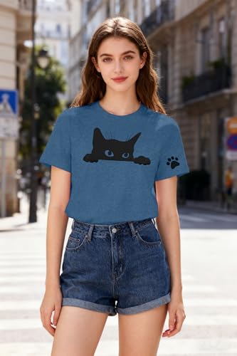 Image of JINTING Cat Shirts for Women - Loose Fit Lightweight Short Sleeve Graphic Tee