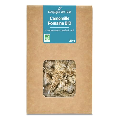 Tisane de Camomille Romaine BIO (Chamaemelum Nobile) – Fleurs entières en vrac pour infusion - 20g - Tisane - garantie sans colorants ni conservateurs, 100%...