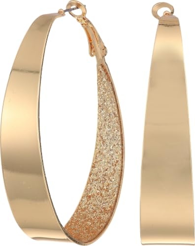 Image of Guess Large Oval Glitter Hoop Earrings