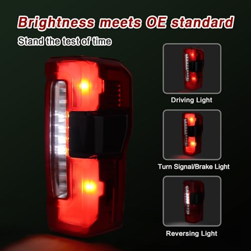 Image of Tail lights Compatible with 2023-2025 Ford F250 F350 Super Duty | w /Blind Spot Halogen Rear Light Taillight Rear Brake Lamp PC3Z13404B FO2801294(W /Blind Spot, Right Passenger Side)