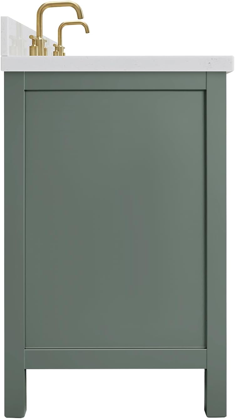 ARIEL Cambridge 66 Inch Double Rectangle Sink Bathroom Vanity with Carrara White Quartz Countertop 1.5 Inch in Vintage Green