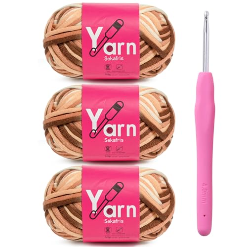 Image of Crochet Yarn 150g /163.5yds Cotton Yarn for Crocheting - Crochet Knitting Yarns for Beginners with Easy-to-See Stitches - Yarn for Crocheting - Parfait Chunky Yarns -Cotton-Nylon Blend (A8)