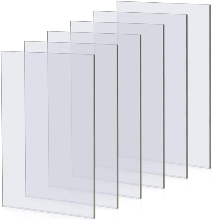 AKOAFE 6PCS A4 Acrylic Sheet Clear Perspex Sheet 3mm Thick Plastic Sheet Acrylic Board for DIY, Craft, Protective Film, Glass Replacement, 29.7 x 21cm