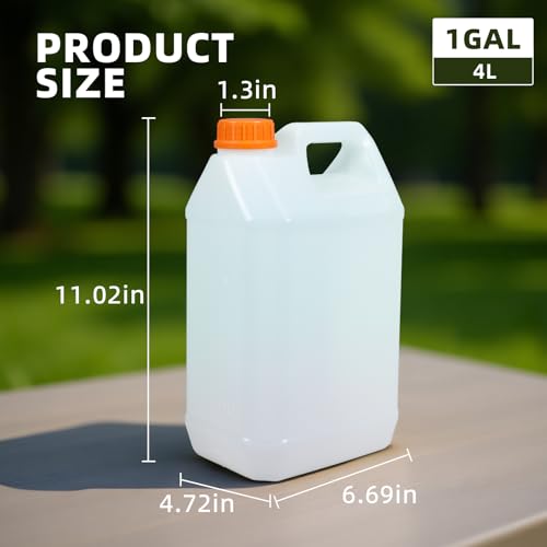 Image of ASEVAT 2 Pcs 1 Gallon Jugs with Caps Empty Plastic Gallon Containers with Lids Oil Container Automotive Square F-Style Plastic Jug for Liquids Water Laundry Soaps Detergents Home and Commercial Use