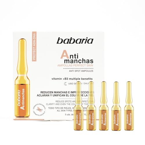 Babaria - Antimanchas Facial En Ampollas | Hidratante Facial 5 Unidades De 2ml | Serum Antiedad Y Serum Antimanchas Con Niacinamida |