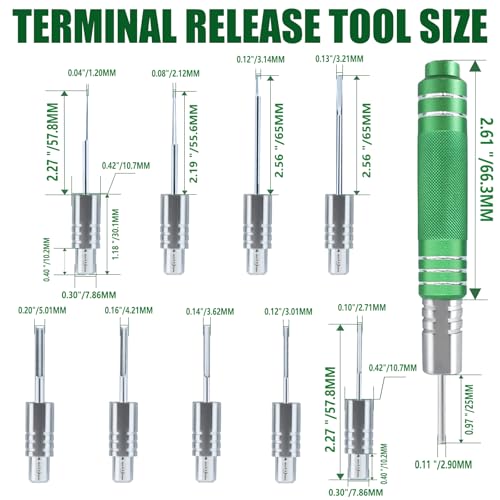 Image of DINYO Upgraded Pin Extractor Tools with 10pcs Replacement Tips-Terminal Pin Removal Tool Kit Automotive /Computer Repair Pin Release Tools for AMP Delphi Molex Bosch Connector Etc.