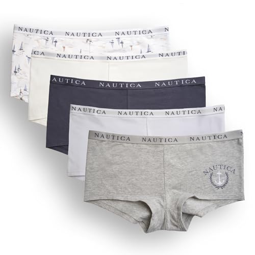 Reviews de Ofertas Ropa Interior - solo los mejores. 42 Nautica - Juego de ropa interior de algodón para mujer, paquete de 5, Md Heather Grey/Sand Dollar/Steel Blue/Xenon Blue/Nt WaterBoats, M