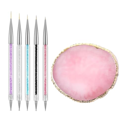 Resin Nail Art Palette with 5 Pcs Nail Art Brushes, Nail Polish M...