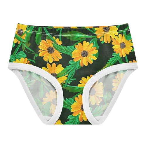 Cotton Girls Underwear Toddler Vibrant Orange Daisy Green Leaves Cute Panties Girl Designer Briefs Girls Undies 2t