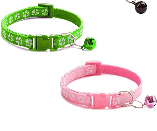 Litvibes Cat collars breakaway with bell,Kitten and small dogs soft adjustable collar safe,solid and protection for cats and puppies,cute kitty neckband with paw print- Set of 2 (Pink & Light Green) (B09LRF3XZQ) Amazon Price History, Amazon Price Tracker