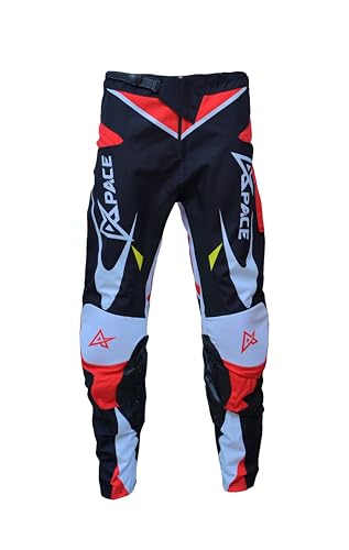 Apace BW Black White Pro Motocross Pants Dirt Bike & Enduro Racing Trousers Reinforced MX Off-Road Gear (US Waist 40 Regular)