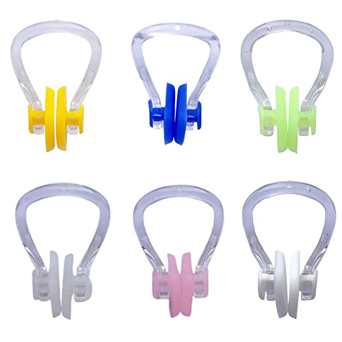Emsiok 6 Pièces Pince-Nez Natation en Silicone,Bouchon de Nez de Natation Protecteur de Nez Pince de Nez Piscine Pince Nez Natation Clip de Nez Piscine Adulte Enfant pour Natation plongée Multicolore Cover