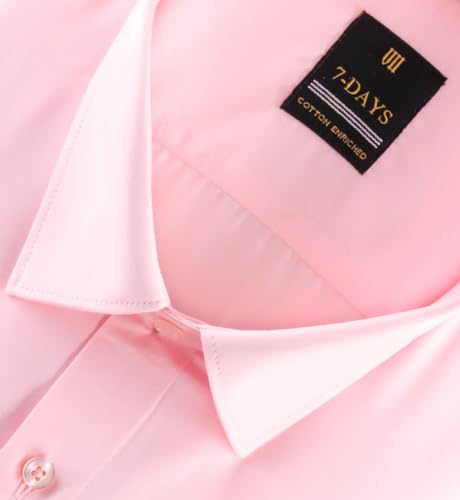 Image of 7-DAYS Men's Premium Formal Shirt - Cotton Rich, Regular Fit, Full Sleeve, with Pocket, Durable & Easy Care - Perfect for Office & Everyday Wear