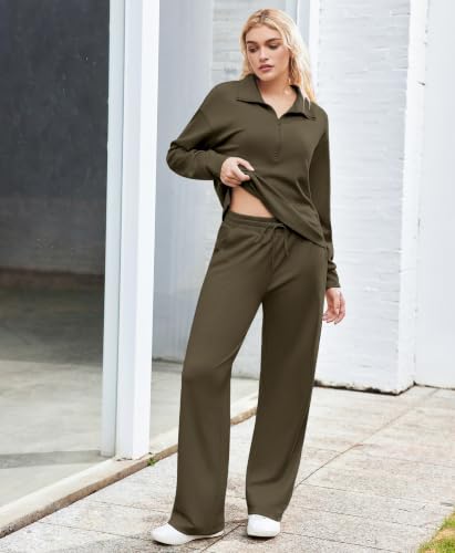 Image of PINSPARK 2 Piece Sets for Women 1 /2 Zip Sweatsuit 2026 Matching Outfit Fall
