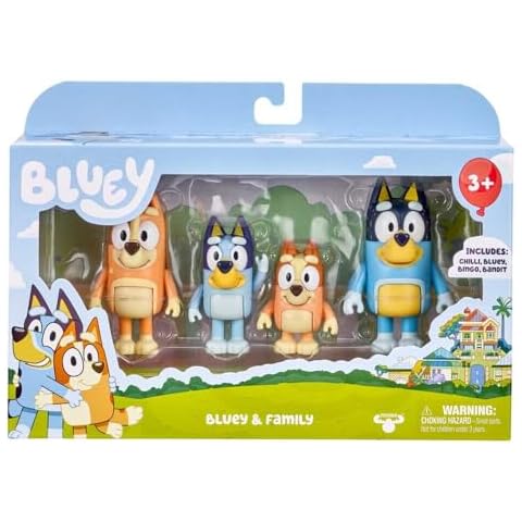 Bluey Family 4 Figure Pack with Bingo, Bandit and Chilli Cover