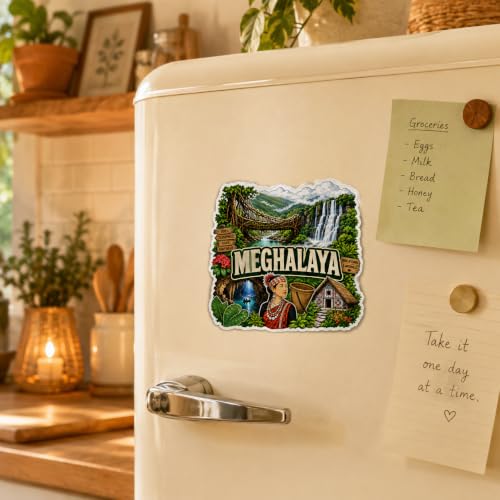 Image of Zesta Wooden Fridge Magnets Set | Refrigerator Decor Magnets for Kitchen | India Souvenir Fridge Magnet Collection | Wooden Magnet for Fridge Door Decoration (Meghalaya)