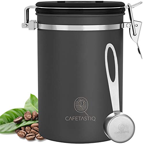 CafetastiQ Coffee Canister - Large 22oz Airtight Coffee Container for Storage with Date