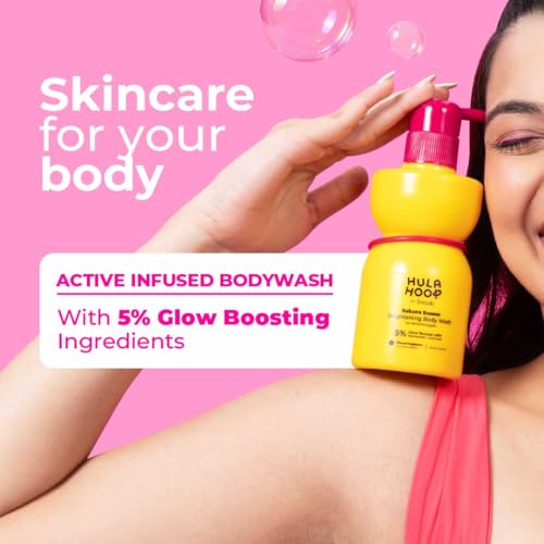 Image of Hula Hoop Brightening Body Wash | Lactic Acid & Niacinamide | Reduces tan from 1st wash | Brightens & Evens Out Skin Tone | Floral Sakura Scent| For Men & Women | 250ml
