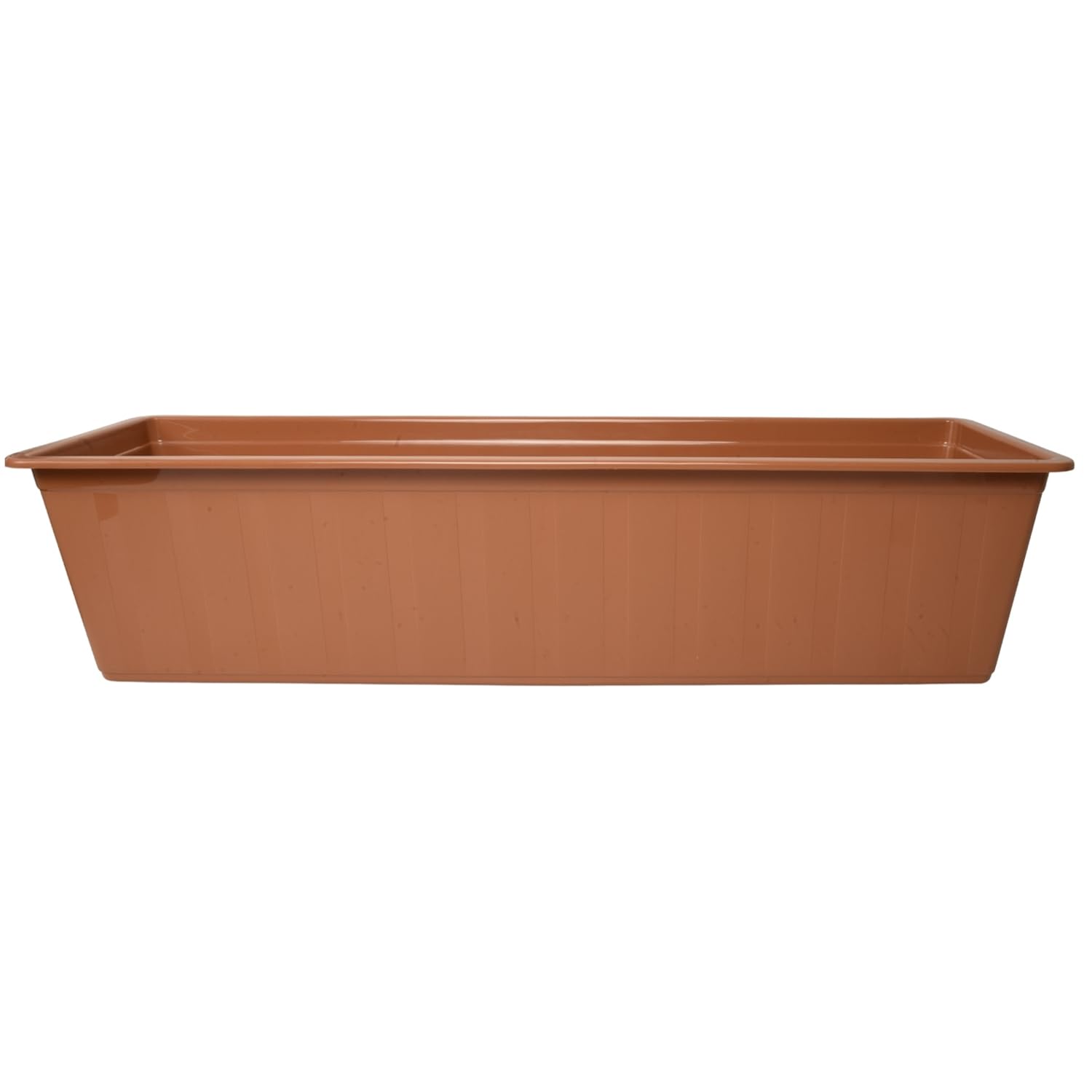 Window Box Flowerpot Planter Rectangle Long Plastic Pot Indoor Outdoor Classic Traditional Decor Balcony Garden Home Lightweigh Slim (Terracotta, L60cm x W18cm x H14cm)