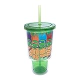 Silver Buffalo NT2617 Nickelodeon TMNT Character Swipe Jumbo Cold Cup with Lid and Straw, 32 oz,...