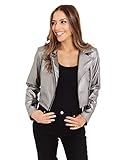 Kurze Lederjacke Schulterjacke Kunstleder, Metallisch (5027), S, 5027-GNMET-S