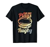 Junge der Rugby spielt Rugbymannschaft Siebener Rugby T-Shirt