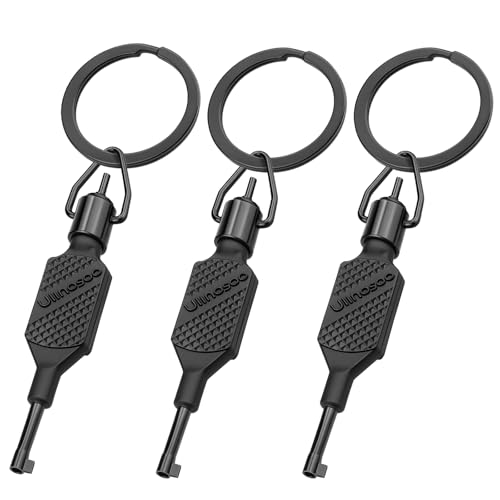 Ullnosoo Handcuff Key 3 Pcs Standard Hand Cuff Key 4 Flat Knurled Swivel Key with Detachable Keyring