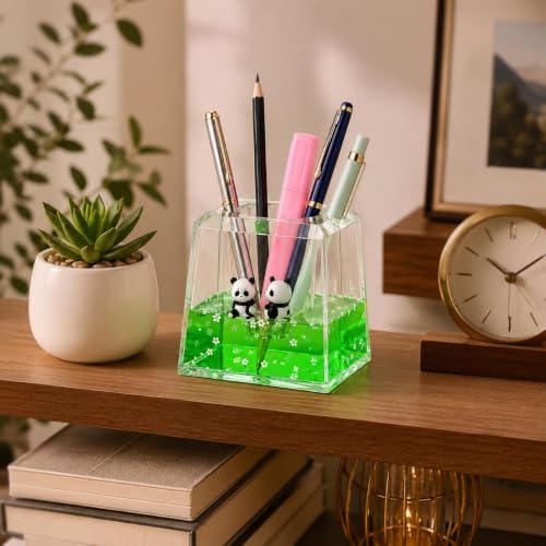 Image of Kawaii Panda Liquid Motion Paperweight with Floating Glitter, Unsinkable Fluid Sensory Desk Toy, Decorative Stress Relief Accessory for Office, Home, Study Table, Kids & Adults