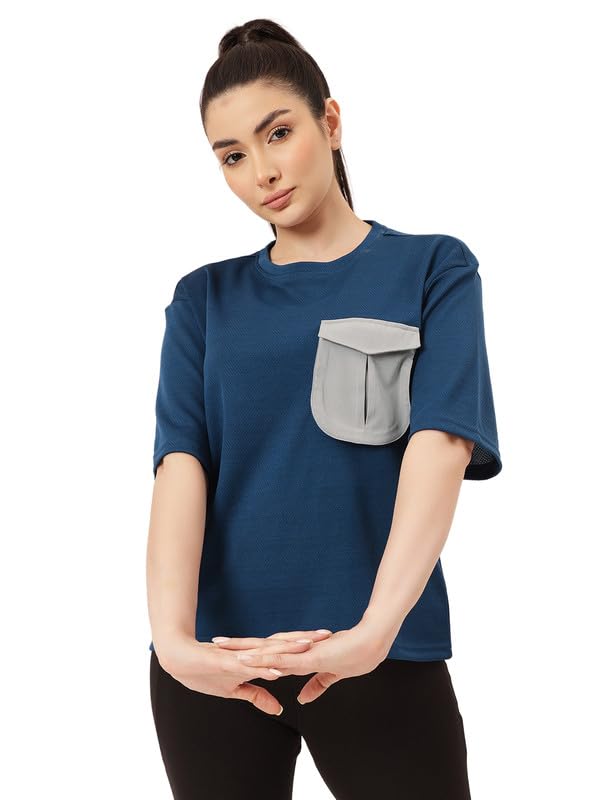 Image of Clovia Women's Comfort-Fit Active T-Shirt - Moisture-Wicking & Stretchable for Workouts