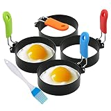 Borsun Set of 4 Egg Rings for Egg Muffins, Round Egg Molds for Frying, Pancake Deep Egg Ring Bread S