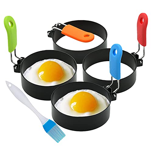 Borsun Set Of 4 Egg Rings For Egg Muffins, Round Egg Molds For Frying, Pancake Deep Egg Ring Bread Shaper Mold For Shaping Cooking Eggs #TOP1