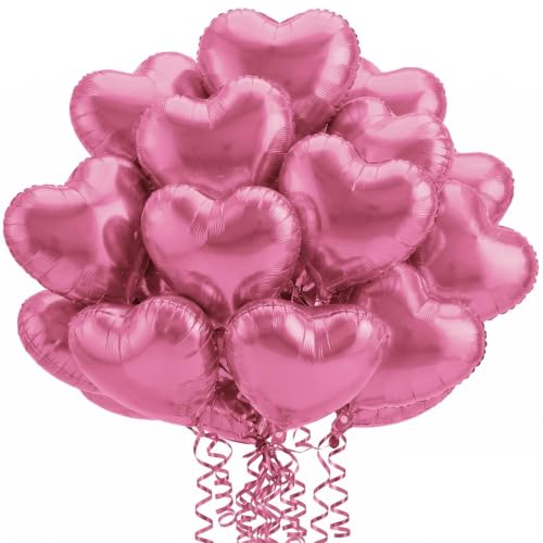 Image of 36 Pcs Pink Heart Balloons,18 Inch Heart Foil Balloons Valentine Balloon for Wedding Engagement Party Valentine Day Decorations