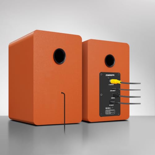 Image of Computer Speakers, Bluetooth 5.3, USB-C, AUX /RCA, 3.5-Inch Woofer, Orange
