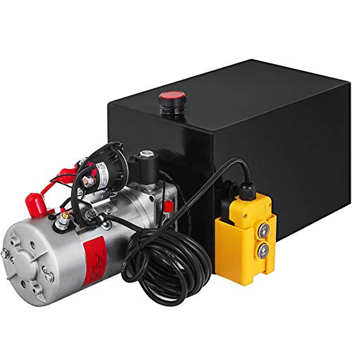 Mophorn Single Acting Hydraulic Pump 12V DC Hydraulic Power Unit 3.75 Gallon Dump Trailer Pump Steel Hydraulic Power Unit (Steel, 15 Quart/Single Acting)