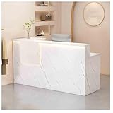 **Comptoir d'accueil: Ce comptoir d'accueil au style épuré s'intègre parfaitement à différents styles d'intérieur. Son plateau spacieux permet d'accueillir davantage d'équipements et de matériel. Que ce soit dans un hall d'entrée, un salon ou un magasin, ce comptoir élégant attirera l'attention des clients et renforcera l'atmosphère chaleureuse.