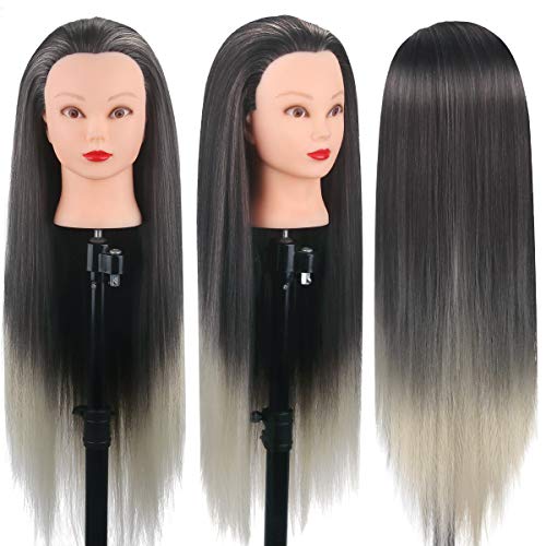 26\" Cosmetology Mannequin Head with Hair, Mcwdoit Mannequin Manikin Head Hair Practice Cosmetology Hair Doll Head Styling Hairdressing Training Braiding Heads with Clamp Holder and Tools - Thumbnail 4