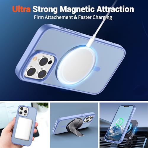 Image of SUPFINE Magnetic for iPhone 12 Pro Max Case (Compatible with MagSafe) (Military Grade Drop Protection) Slim Translucent Matte Shockproof with Anti-Fingerprint Phone Case,Blue Purple