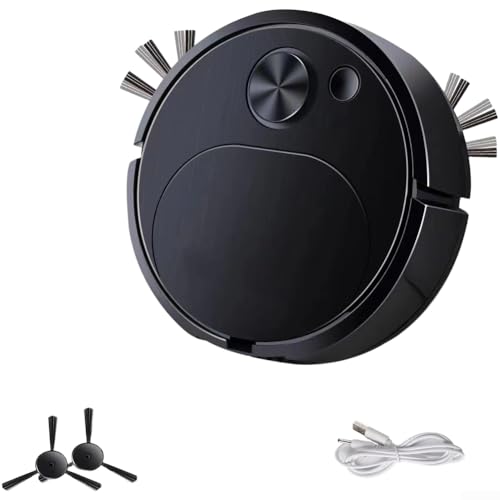 Robot Aspirapolvere Compatto Per Uso Domestico 3-in-1 Funzione Pulita Con Aspirazione Spazzata E Pulire Ricarica USB 18 Cm Diametro 5 Cm Altezza (B)
