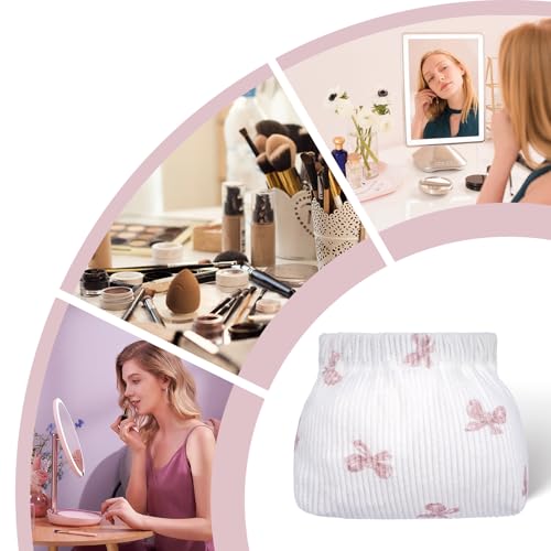 Image of honitty Corduroy Elastic Storage Bag, Portable Popper Organizer, Mini Makeup Bag,Ladies Lipstick Pouch, Large Capacity Wallet, Jewelry Small Objects Storage Organizer., 6PCS-Flower, 5.1 inches x 2