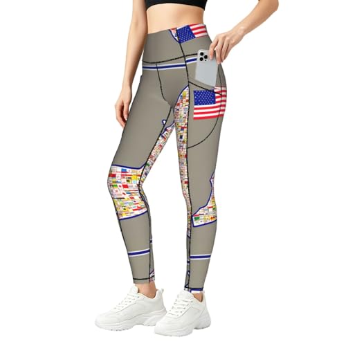 Legging New York imprimé abstrait avec poches pour le fitness et le sport quotidien
