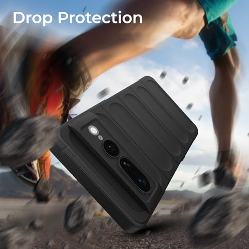 Image of A rtistque Liquid Silicone Stripes Back Cover Case for Google Pixel 7 Pro | with Camera Protection | with Inner Fabric | Anti Slip Grip | AirBag Case - Black