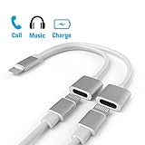 Basevs Double Lightning Adapter& Splitter, Lightning Audio and Charge Adapter for iPhone 7/7plus,Supprot Phone Call,Music Control and Charge
