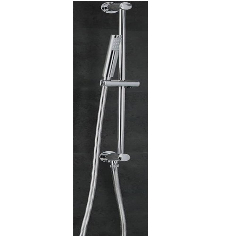 Milano Mirage Pencil Hand Shower Handset Hose Integrated Elbow Riser Rail - Chrome