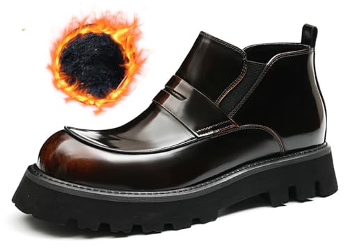 Santimon Mens Chelsea Boots Formal Dress Ankle Low Top Boots Fashion Patent Leather Thick-Soled Chukka Boots Prom Wedding Tuxedo Business Causal Lightweight Western Boots for Men2